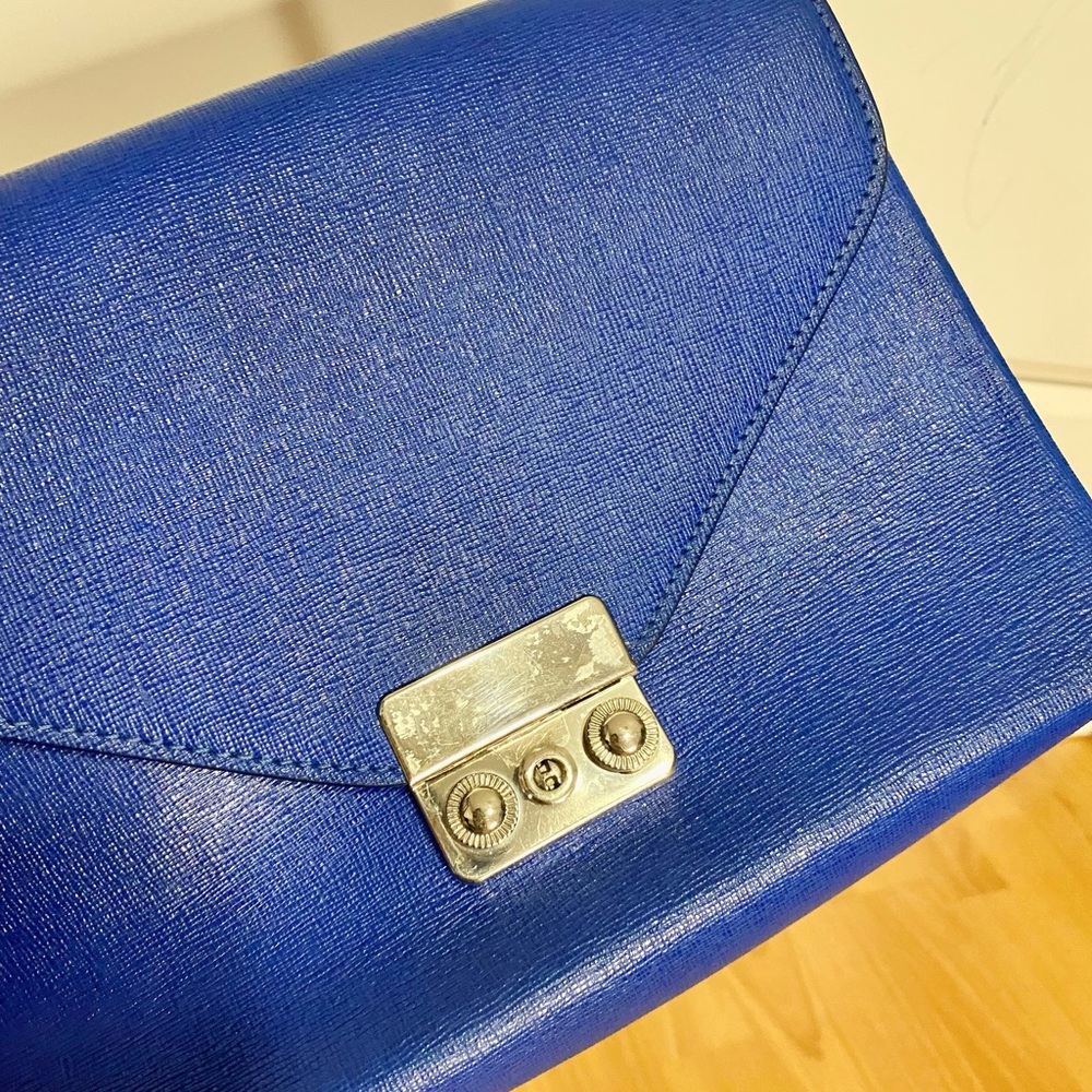 Daniela Fargion Genuine Leather Blue Handbag, Made in Italy - Picture 6 of 12